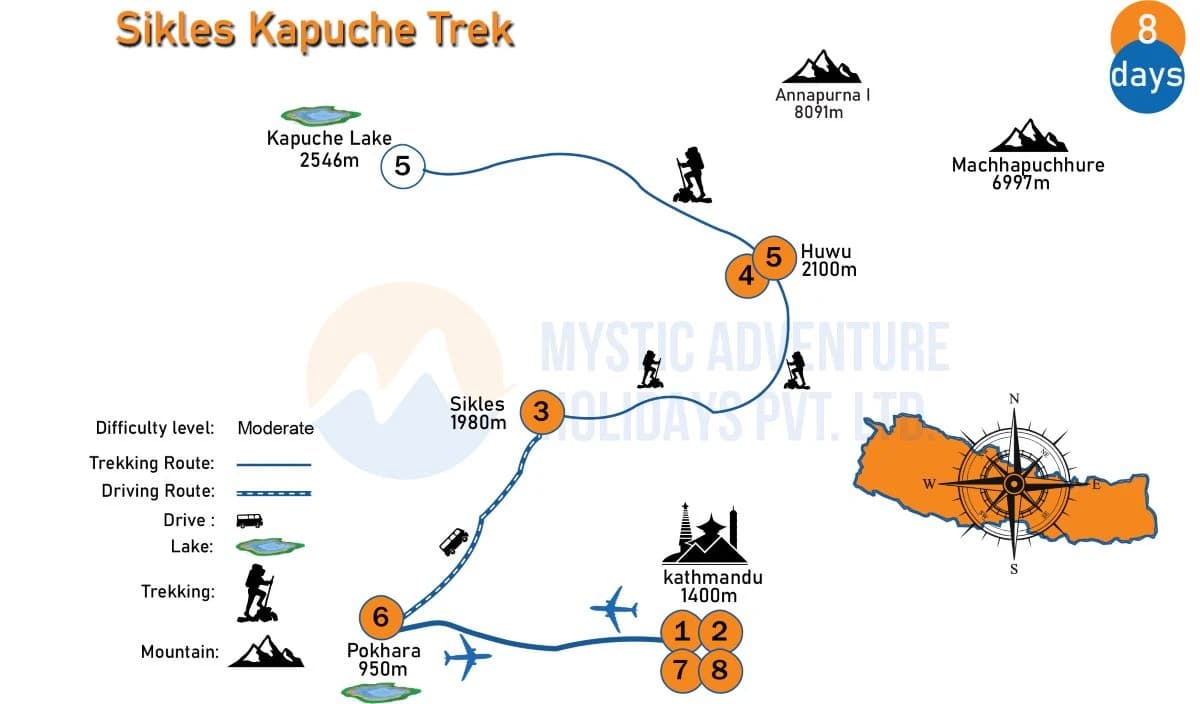 Sikles Kapuche Lake & Kori Danda Trek Map
